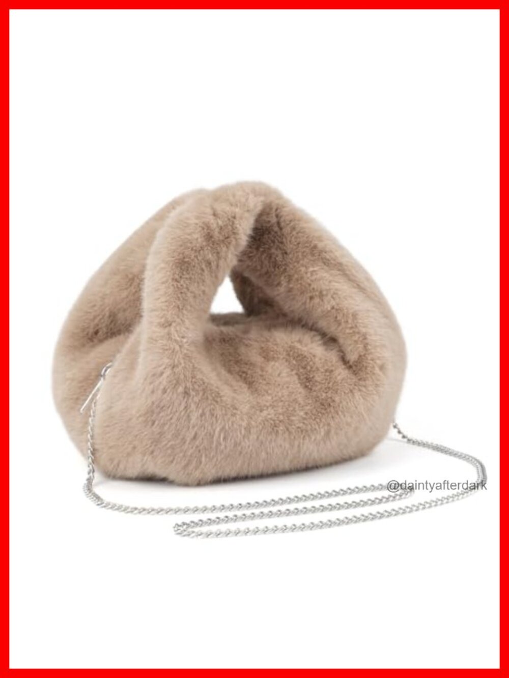 Faux Rabbit Fur Hobo Bag Small Furry Crossbody Purse with Chain Strap